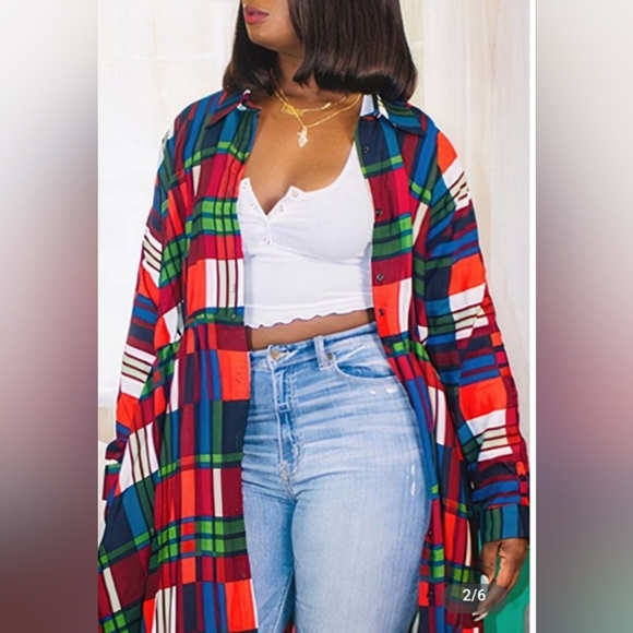 Printed Maxi Dress/ Button Down shirt - Picture 3 of 4